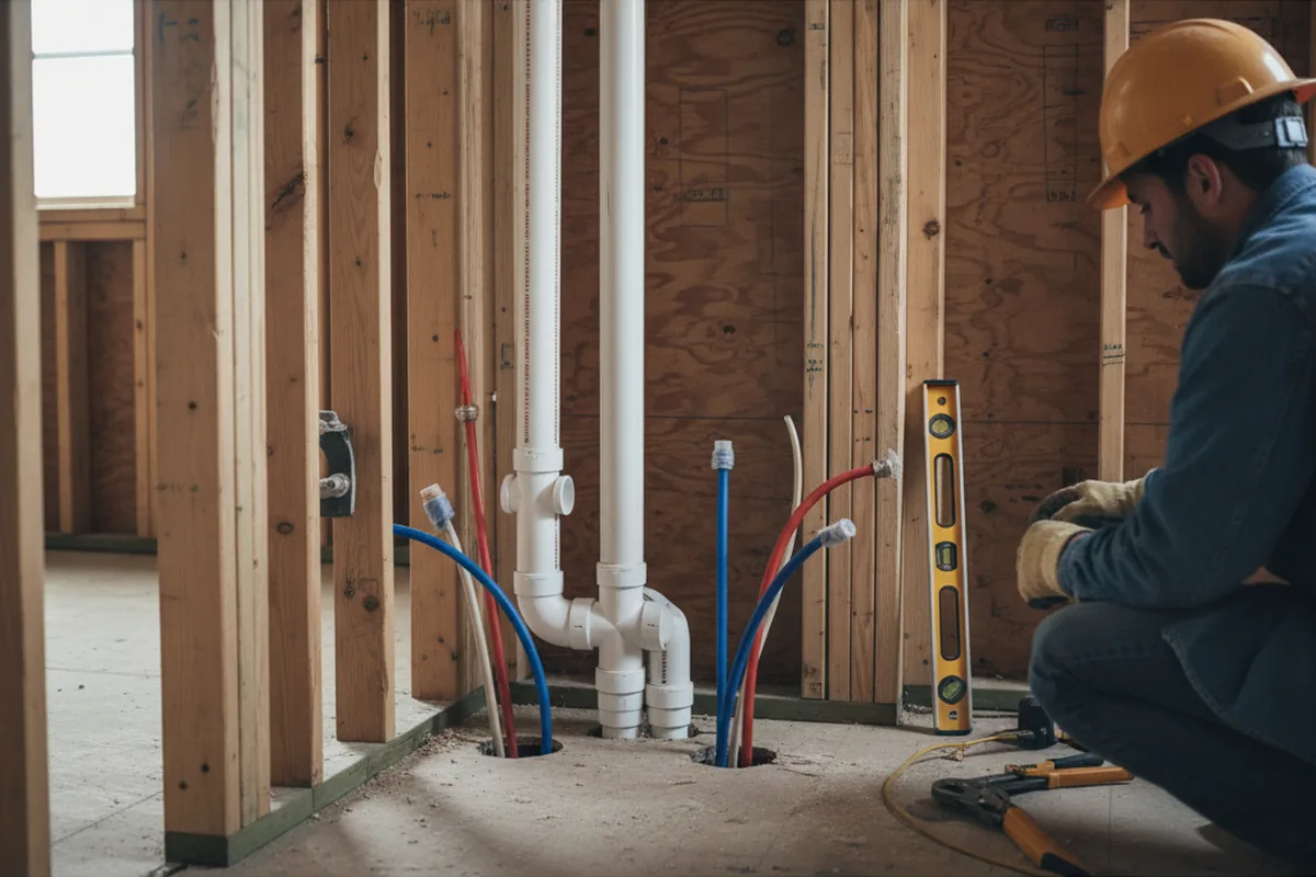 Drain and supply rough-in during Drain Cleaning in Willard